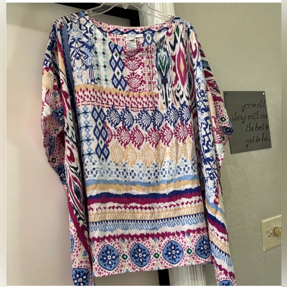 Chicos Colorful Poncho Perfect for a Cruise or Tropical Vacation! Come See L/XL